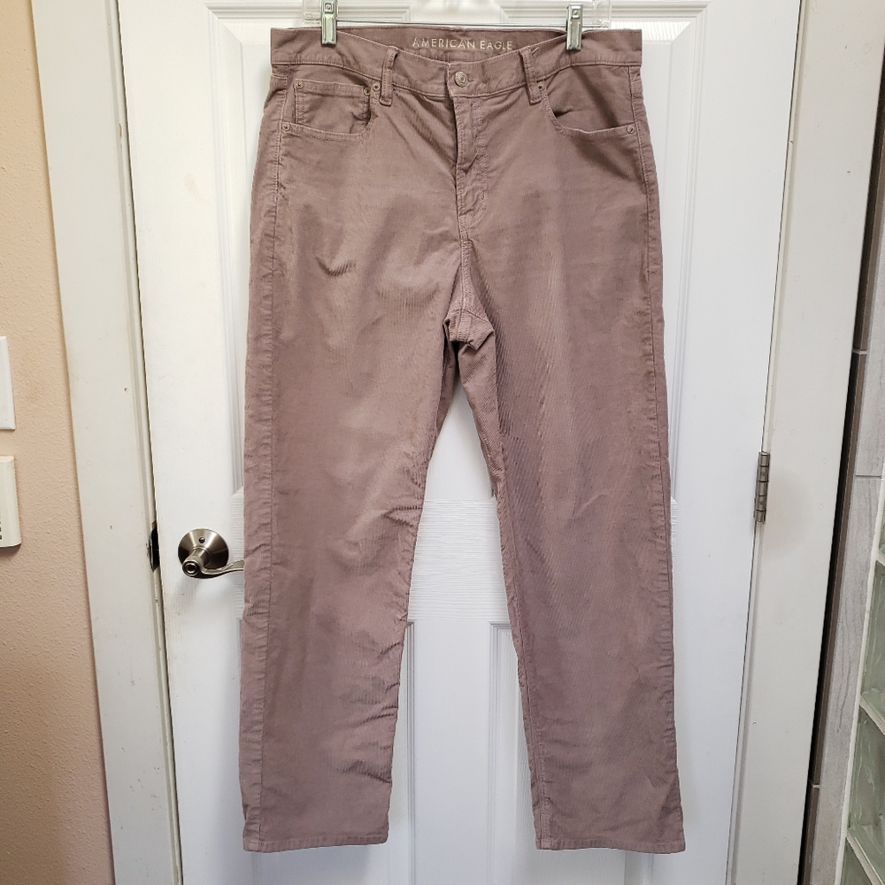 American Eagle Mauve Pink Stretch 90s Straight Leg High Rise Corduroy Jeans